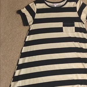 Black and cream striped high-low dress!